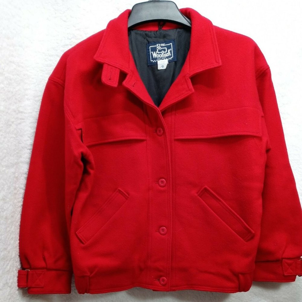 Vintage Woolrich button up jacket red medium pea coat fall winter 100% pure wool